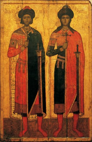 성 보리스와 성 글렙_by Anonymous in 14th century_in the State Historical Museum in Moscow_Russia.jpg